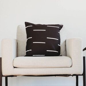 Black with White Lines Striped Pillow Cases, Set of 2 , 18 in by 18 in